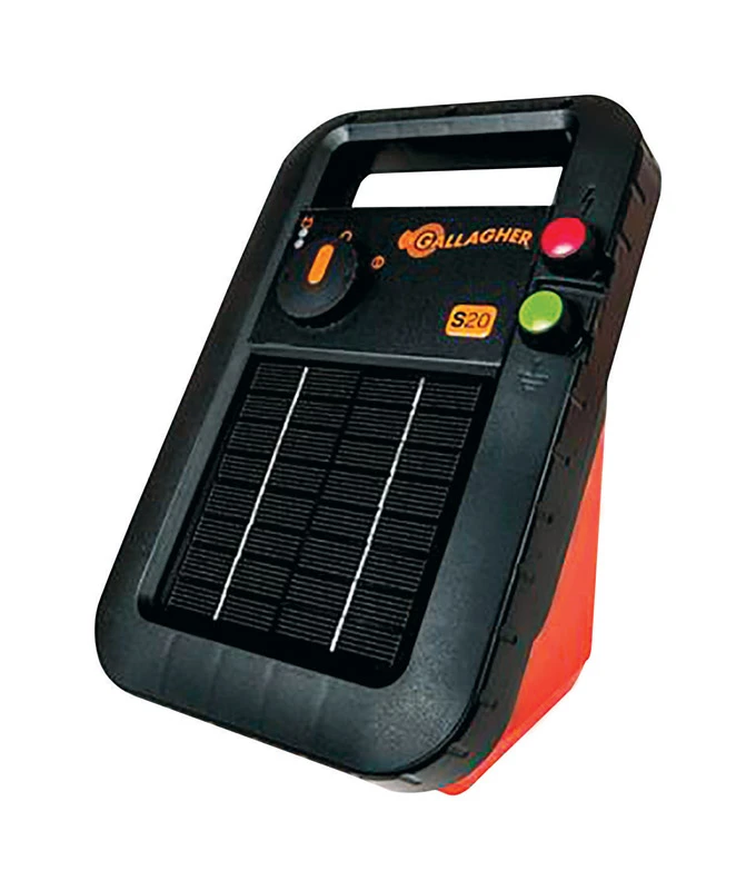 S20 6 Volt Solar-powered Fence Energizer, 12 Miles Coverage, Black/orange