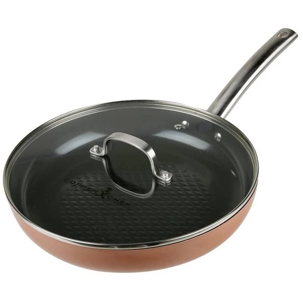 Copper Chef Black Diamond Nonstick Fry Pan With Lid, 12-inch, Model Ccbd-12rlid
