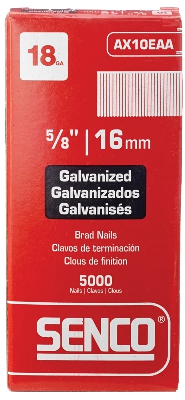 Senco 18 Ga. X 5/8 in. L Galvanized Steel Brad Nails 5000 pk Senco 18 Ga. X 5/8 in. L Galvanized Steel Brad Nails 5000 pk