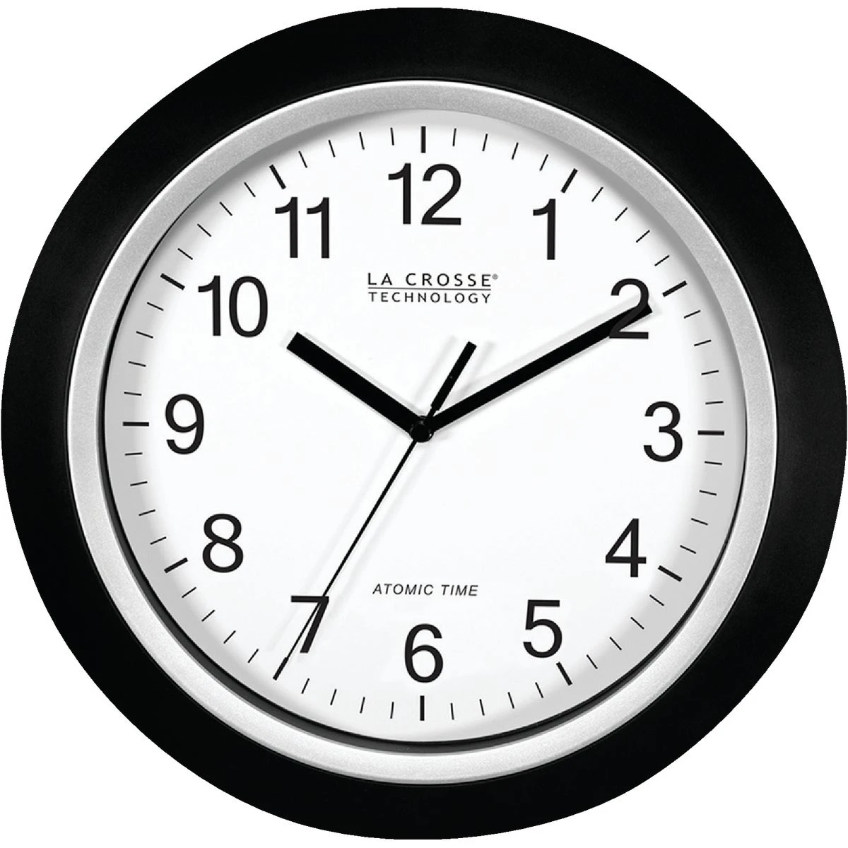 12-inch Atomic Analog Wall Clock With Black Plastic Frame