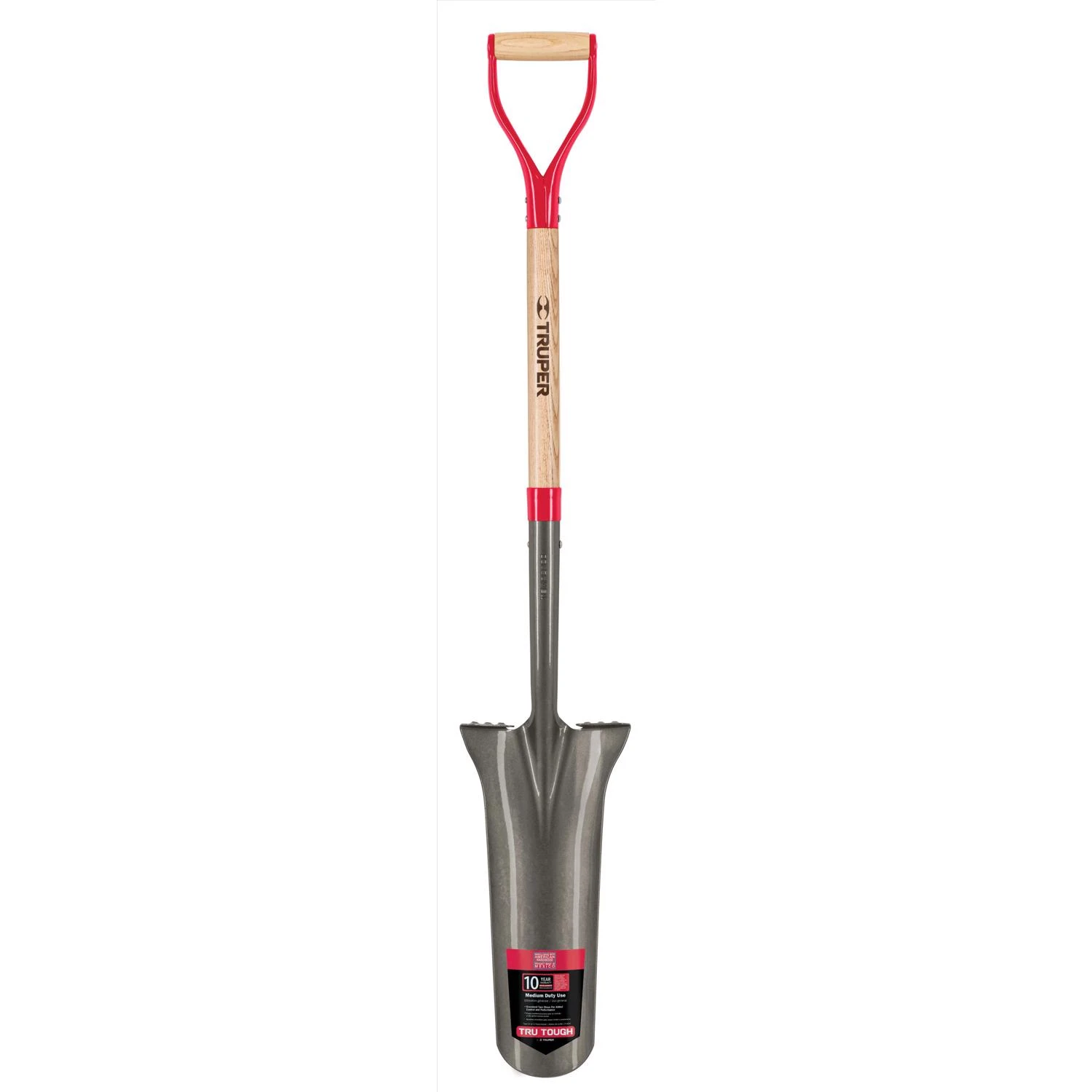 Truper Tru Tough 30 In. Wood D-handle Round Point Drain Spade With Steel Blade