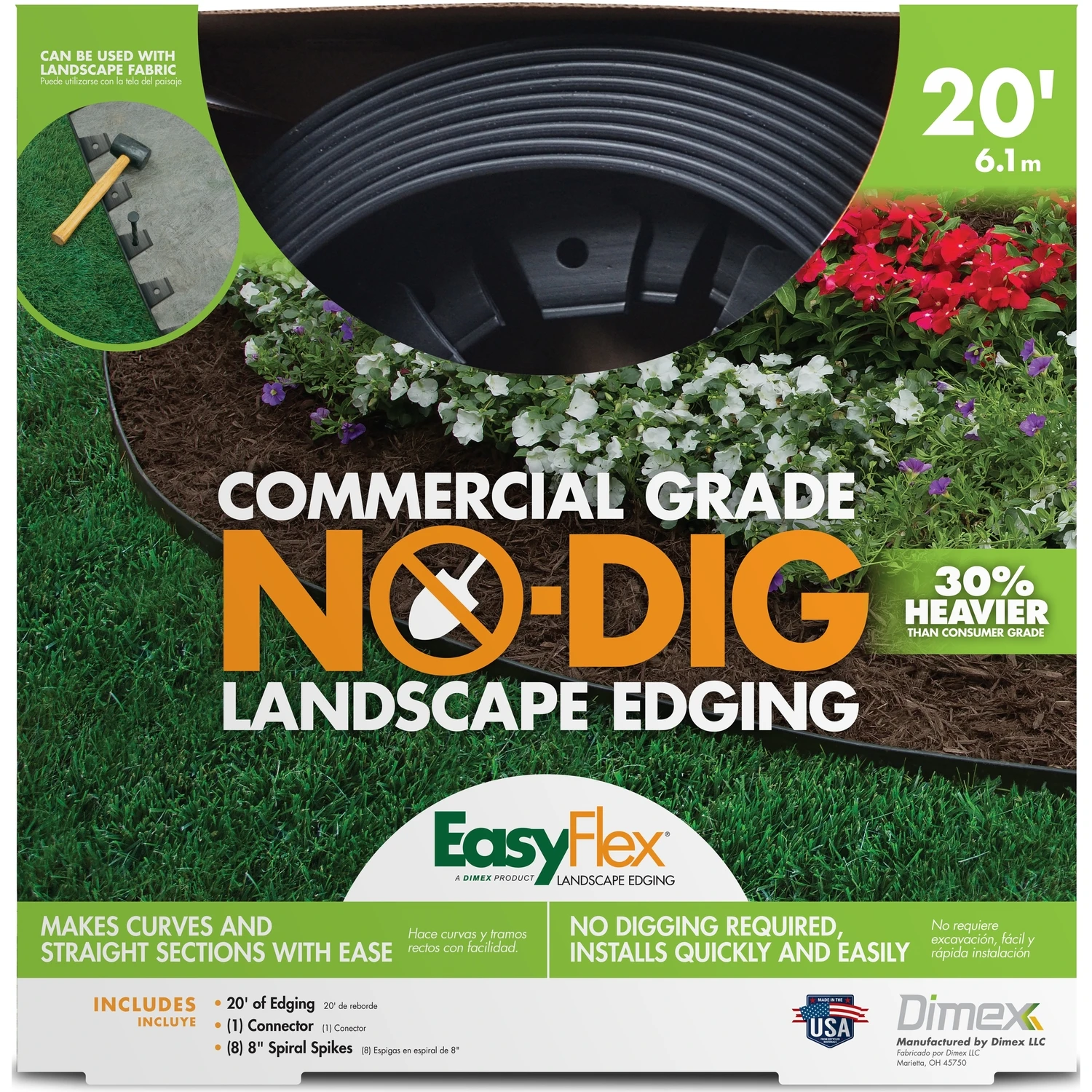 20 Ft. L Plastic Black No-dig Landscape Edging Kit Model 3100-20b-6