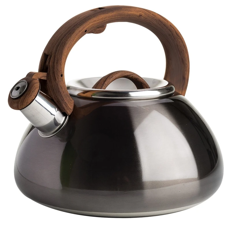 Avalon 2.5 Qt. Gunmetal Stainless Steel Whistling Tea Kettle With Trigger Spout