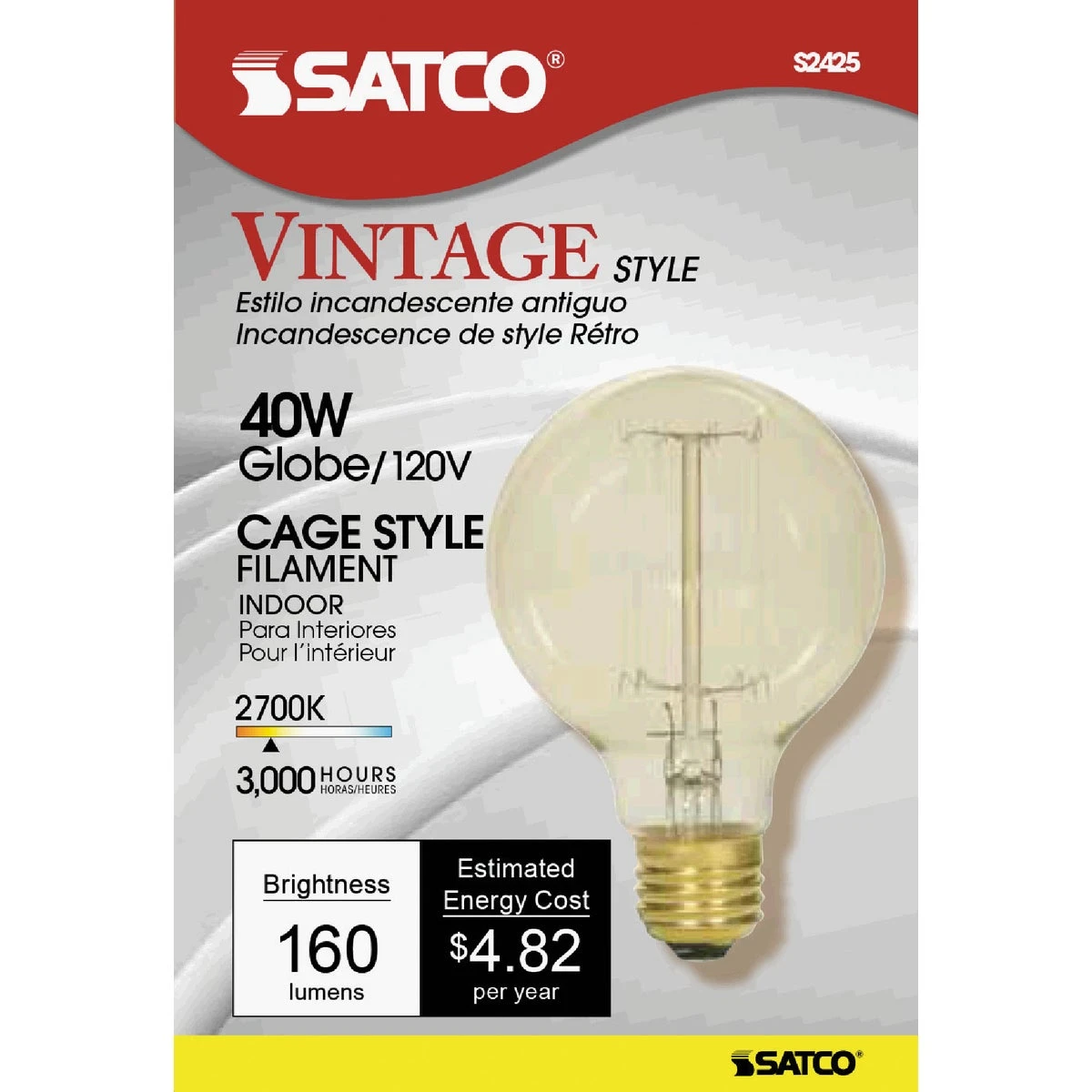 40w Clear Soft White G25 Vintage Edison Cage Style Incandescent Globe Light Bulb