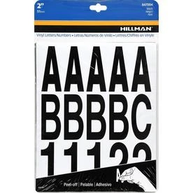 Adhesive House Letter & Number Pack, Black Vinyl, 2-inch, Durable Set