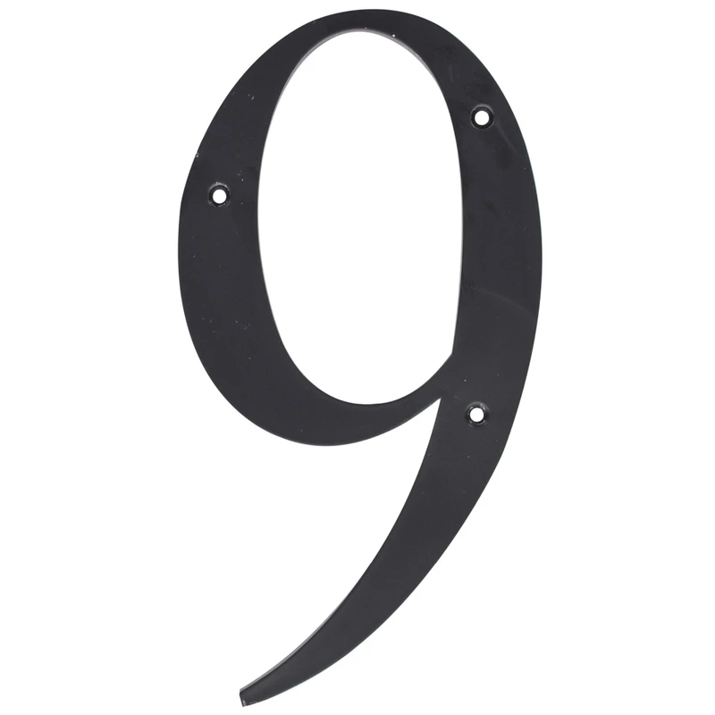 5028799 6 in. Number 9 Reflective Plastic Nail-On House Number&#44; Black - Pack of 3