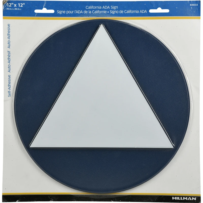 HILLMAN English Blue Restroom Sign 12 in. H X 12 in. W