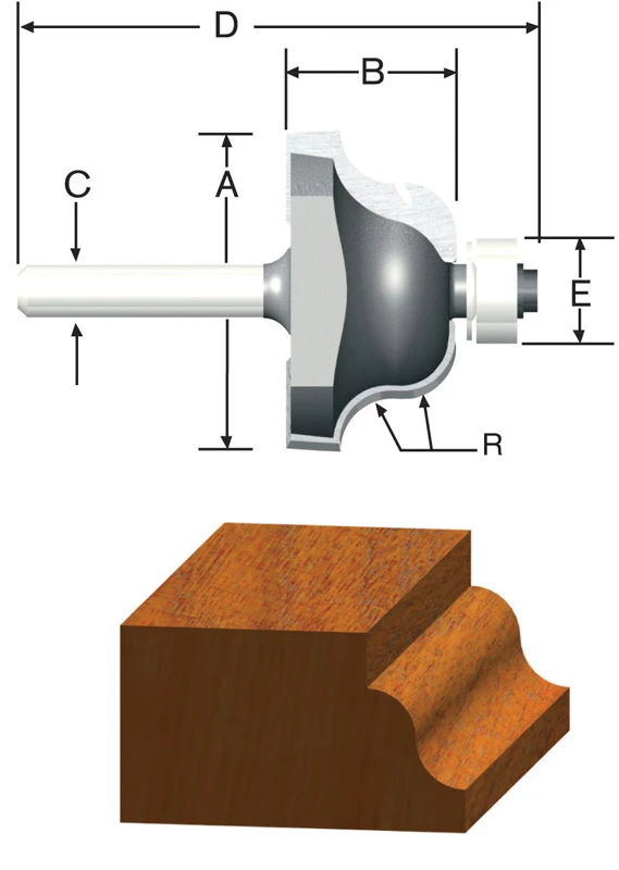 1-1/2 In. Carbide Tipped Roman Ogee Router Bit 1/4 In. Shank