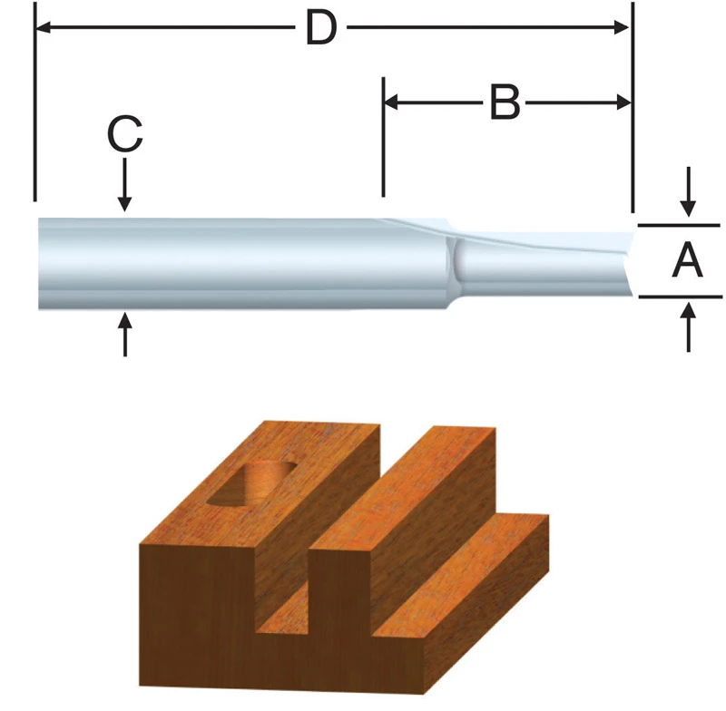 Carbide Tipped 1/8 In. Straight Router Bit, 1/4 In. Shank, 2 In. Length