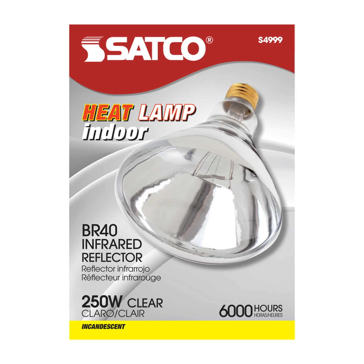 Satco 250W Clear Medium Base R40 Incandescent Heat Light Bulb