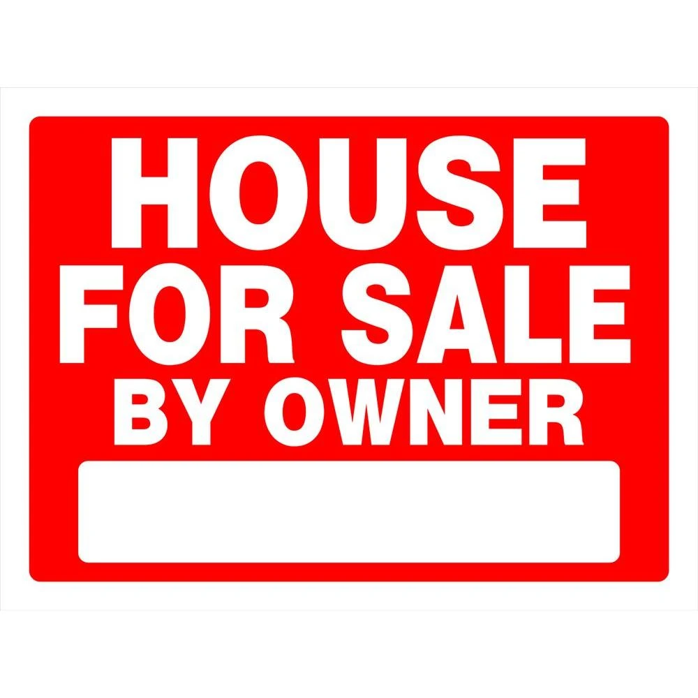 18 In. X 24 In. Red And White Plastic House For Sale By Owner Sign