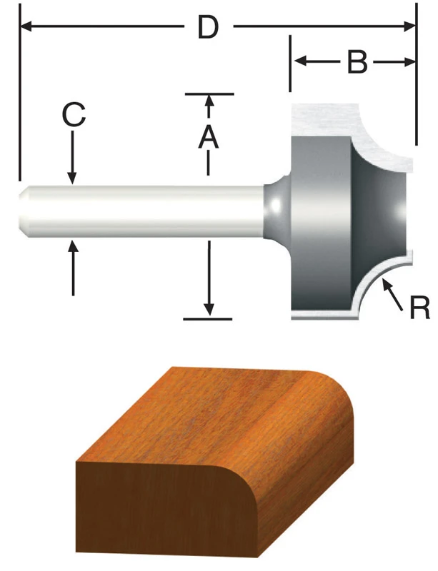 Carbide Tipped 1 In. Ovolo Router Bit With 1/4 In. Shank