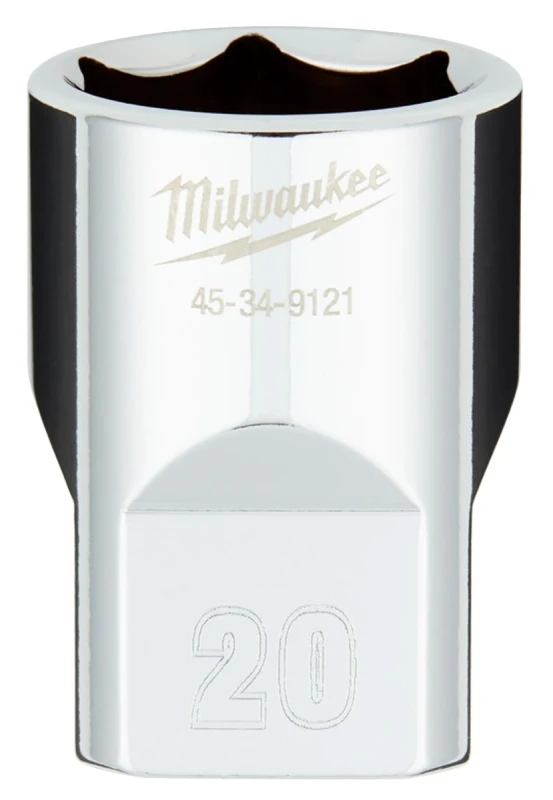 1/2 In. Drive 20 Mm 6-point Shallow Metric Socket With Four Flat Sides