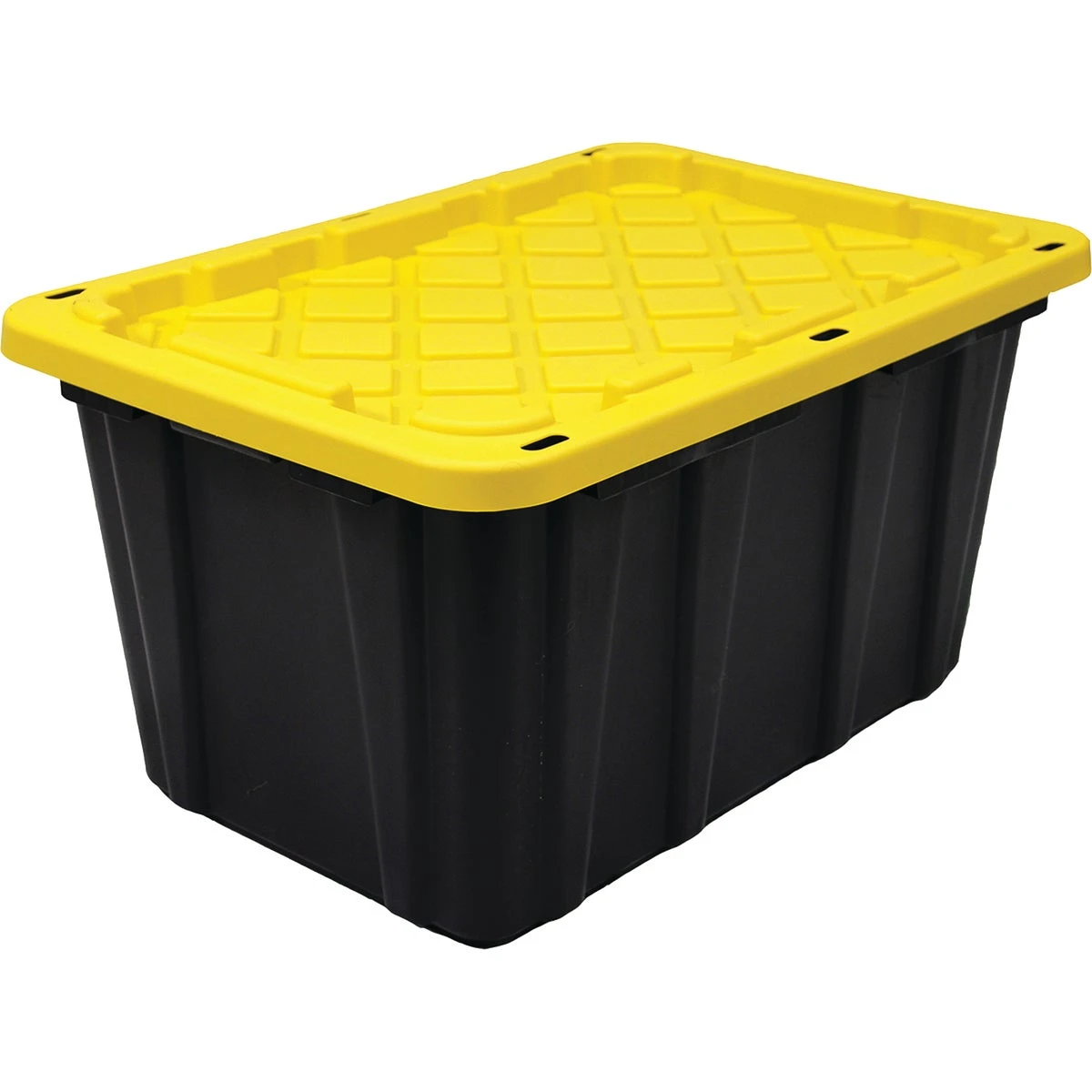 27 Gallon Strong Box Tote With Yellow Lid - Heavy Duty Storage Solution