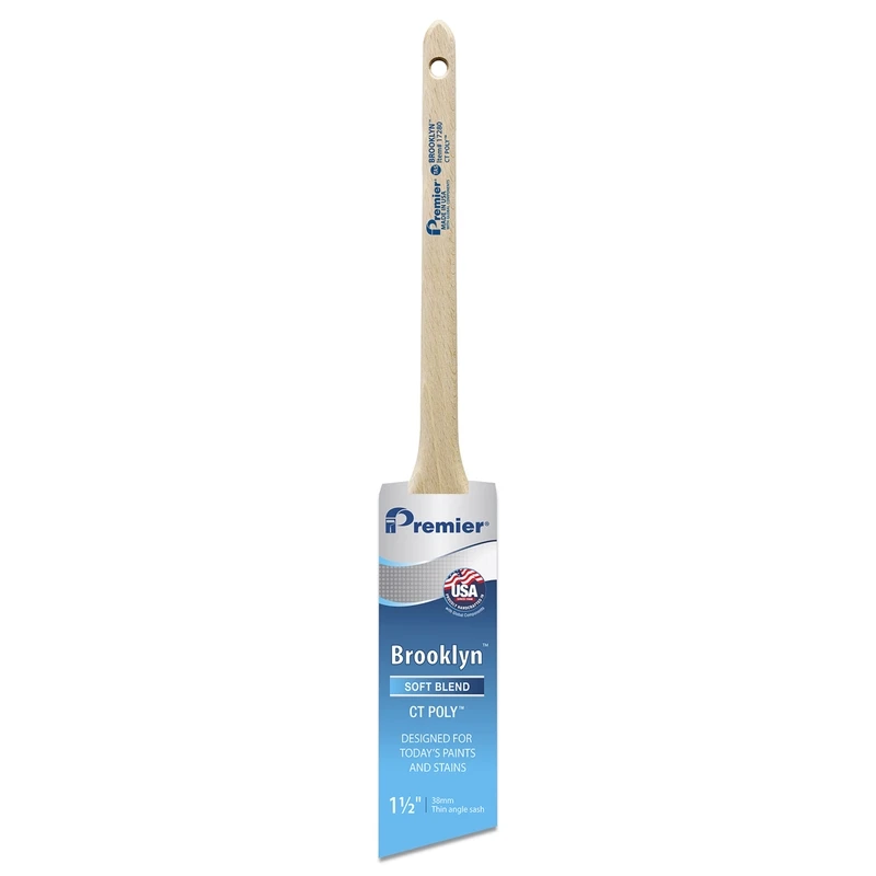 Brooklyn Thin Angle Sash Paint Brush, 1.5 Inch, Poly Bristle