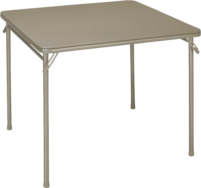 34 In. X 34 In. Folding Table With Steel Frame And Vinyl Top, Sand Color