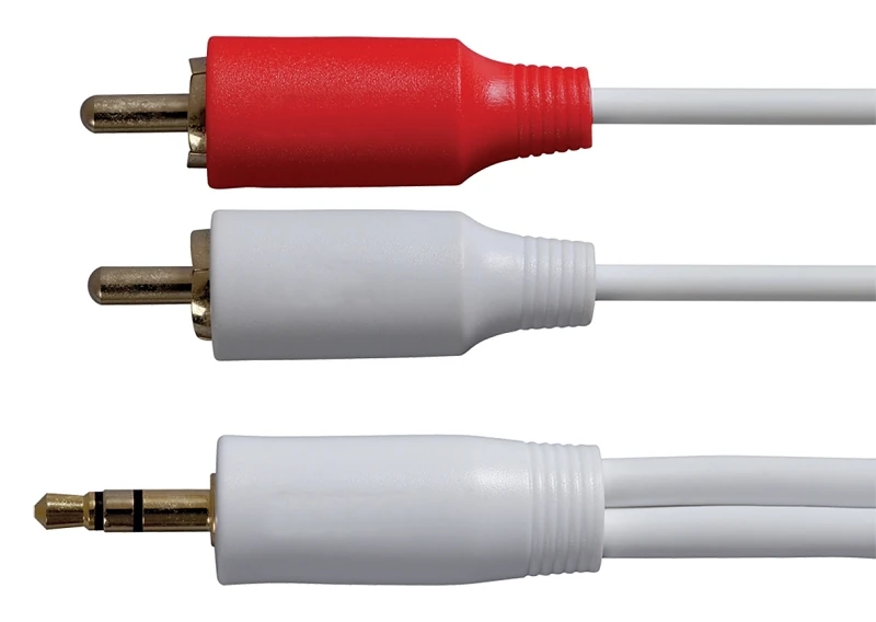 MP3 Stereo Adapter Cable, Y to RCA Plug, 3.5mm, 3-Ft.