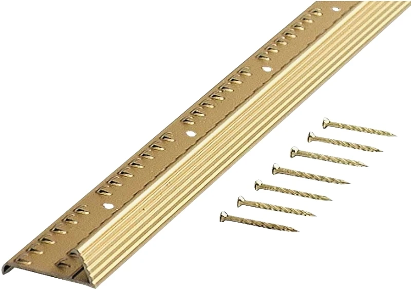 Fluted Carpet Gripper With Teeth Satin Brass Finish 1.4 Inch by 36 Inch