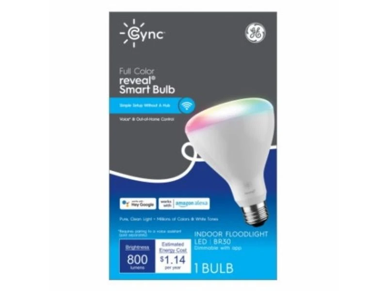 Cync Reveal LED Full Color Indoor Floodlight Bulb, BR30 Shape, Dimmable, 750 Lumens, 9.5 Watt