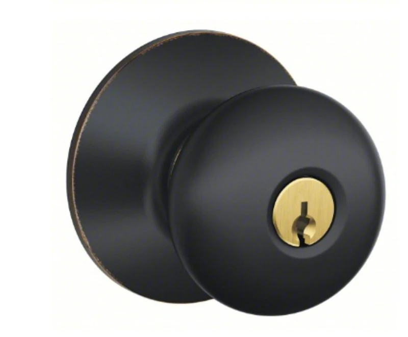 Entry Door Lockset with Plymouth Knob in Aged Bronze Finish