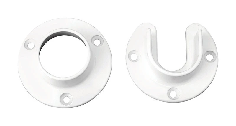 Closet Rod Pole Socket Set, White Zinc, Pr.