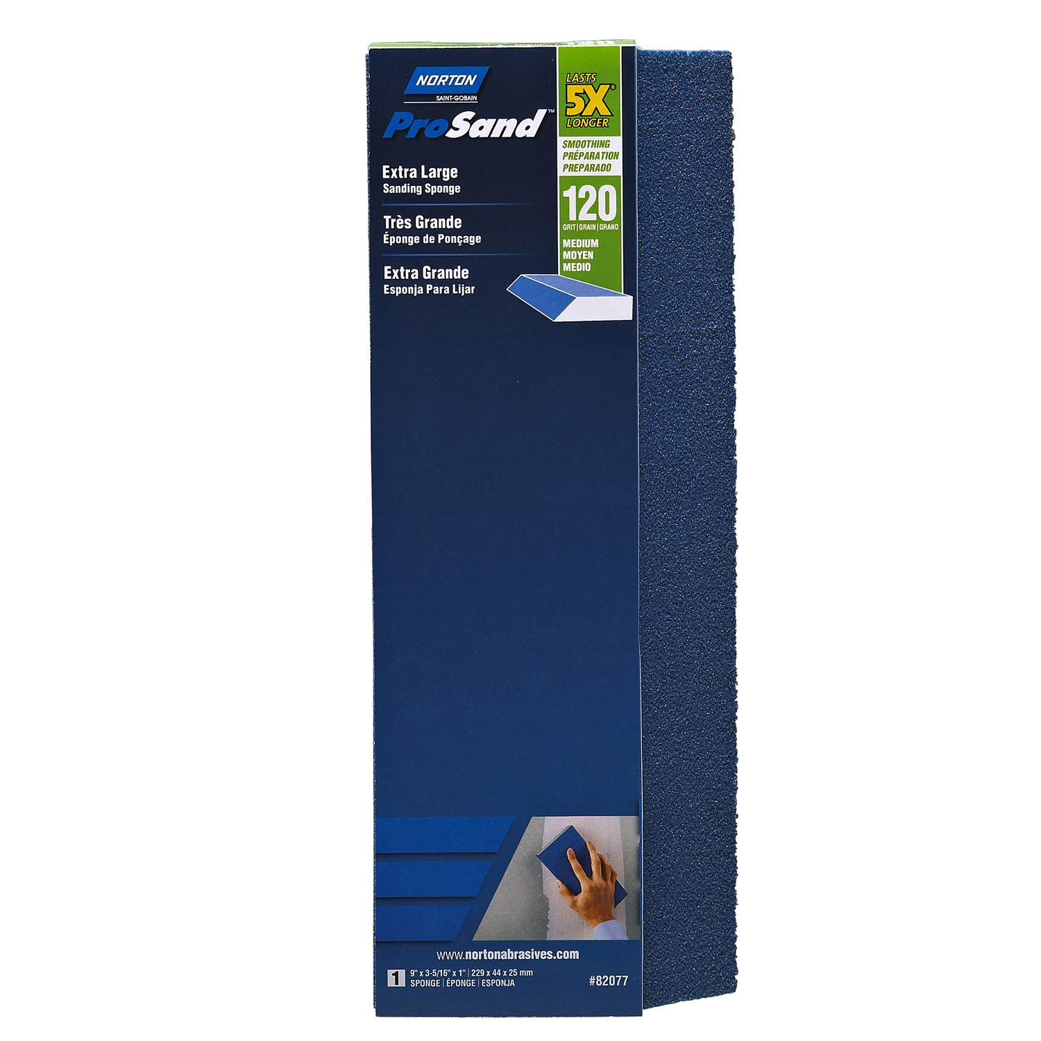 5X Extra Large Sanding Sponge, 120 Grit (Medium), 9 x 3-5/16 x 1-In.