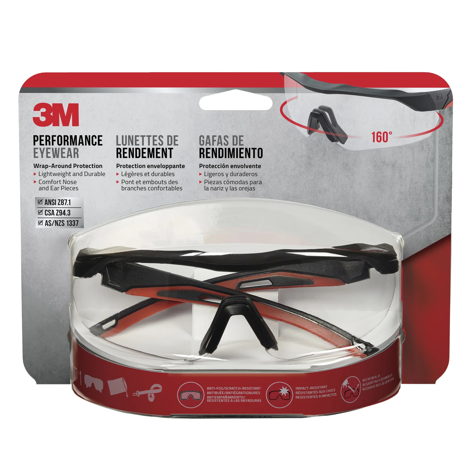 Safety Glasses with Black and Red Frame for Eye Protection