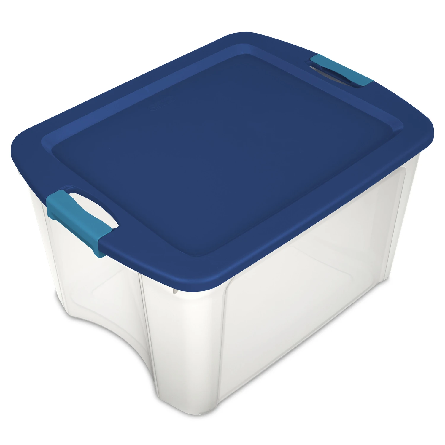 18 Gallon Latch & Carry Storage Tote With Blue Lid And Clear Base
