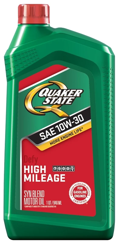 Quaker State High Mileage 10W-30 Gasoline High Mileage Motor Oil 1 qt 1 pk