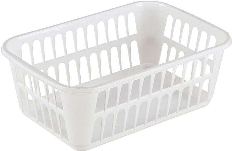 White Plastic Storage Basket 11.25" L X 8" W X 4.25" H