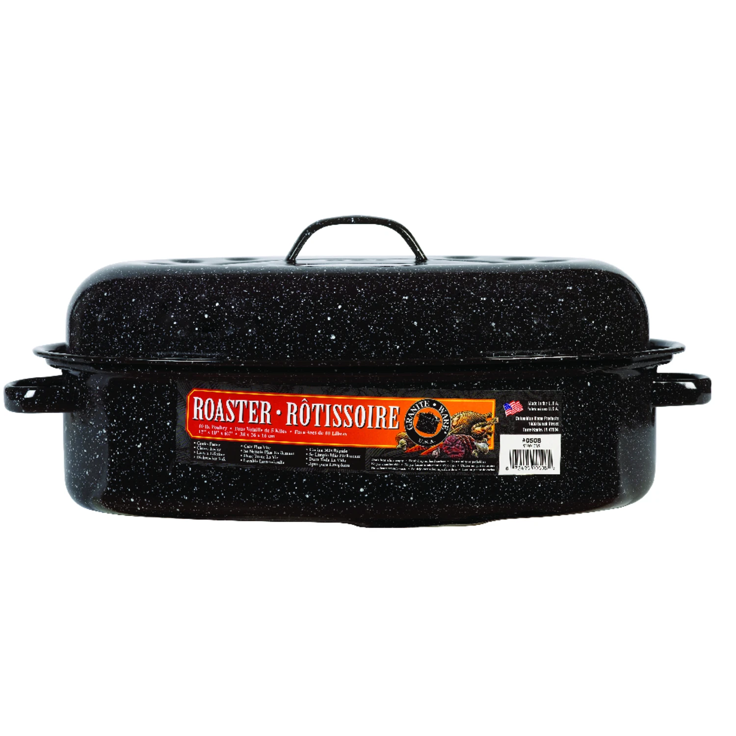 15 In. Black Covered Oval Roaster With Nonstick Porcelain Enamel
