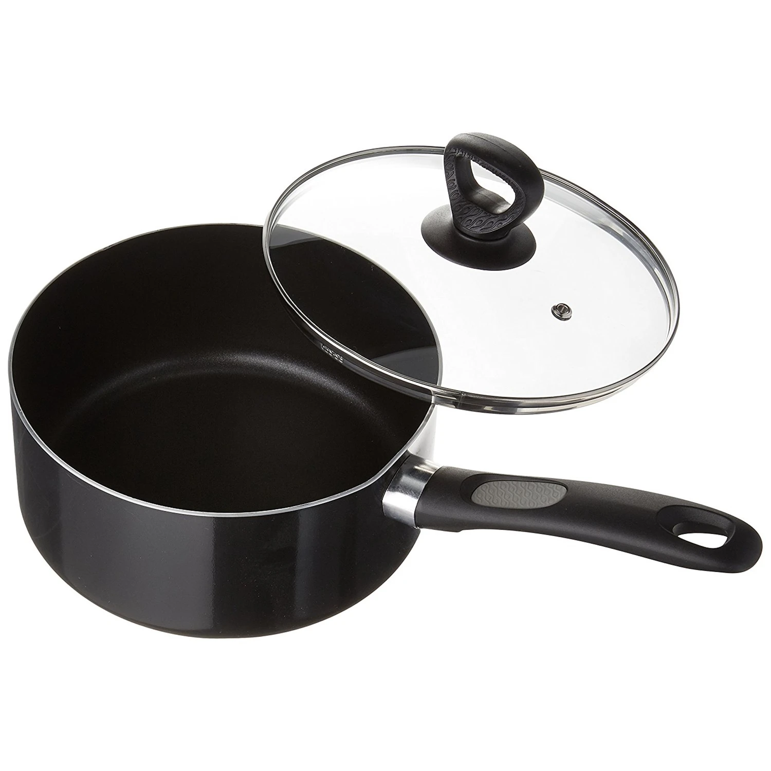 Get-A-Grip Black Aluminum Sauce Pan, 3 Quart Capacity