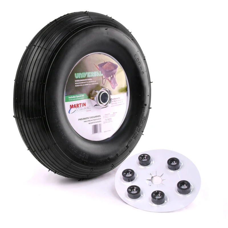 400-6 Rib Tread Wheelbarrow & Garden Cart Wheel, Universal Hub, 13 In.