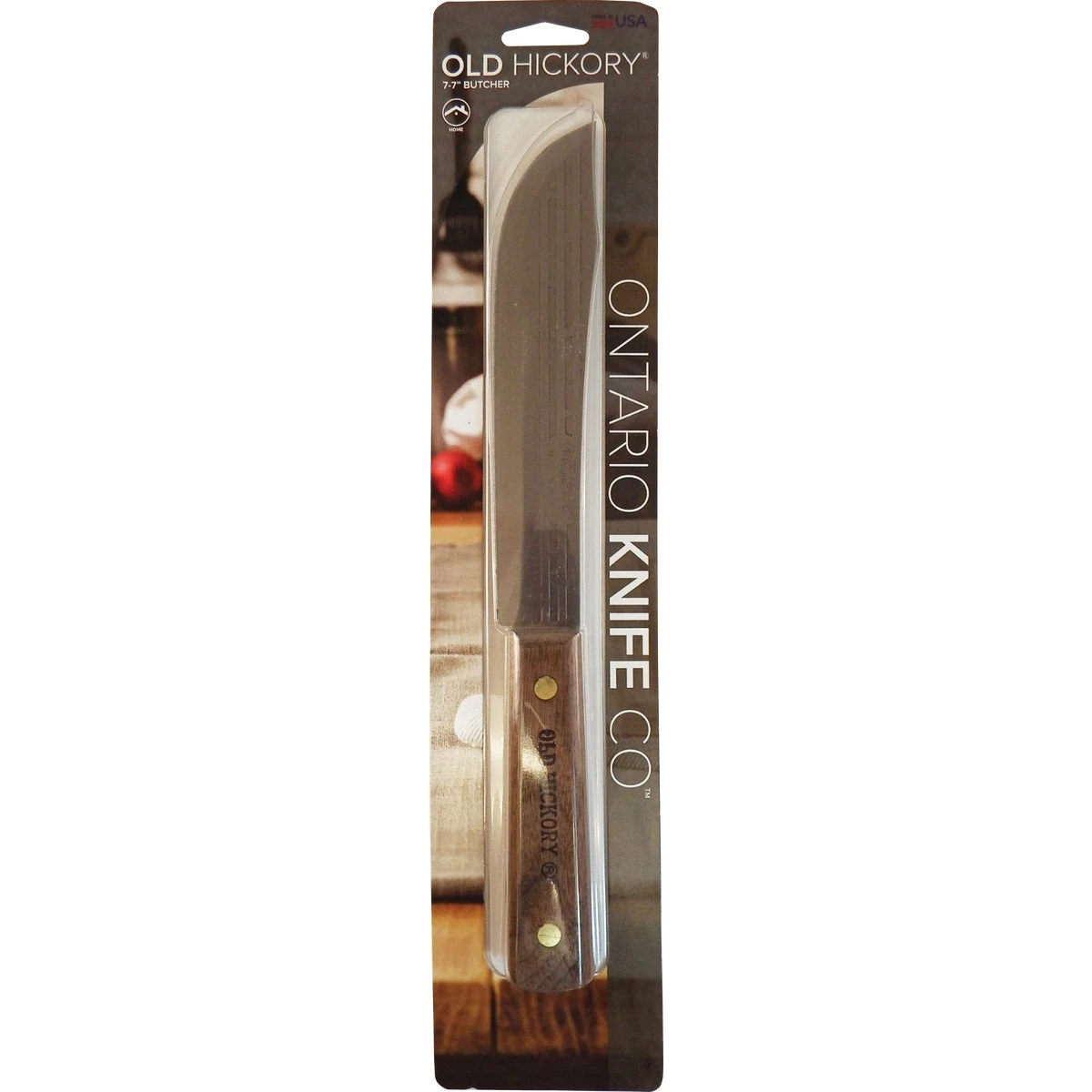 7 In. Straight Edge Butcher Knife With Hardwood Handle