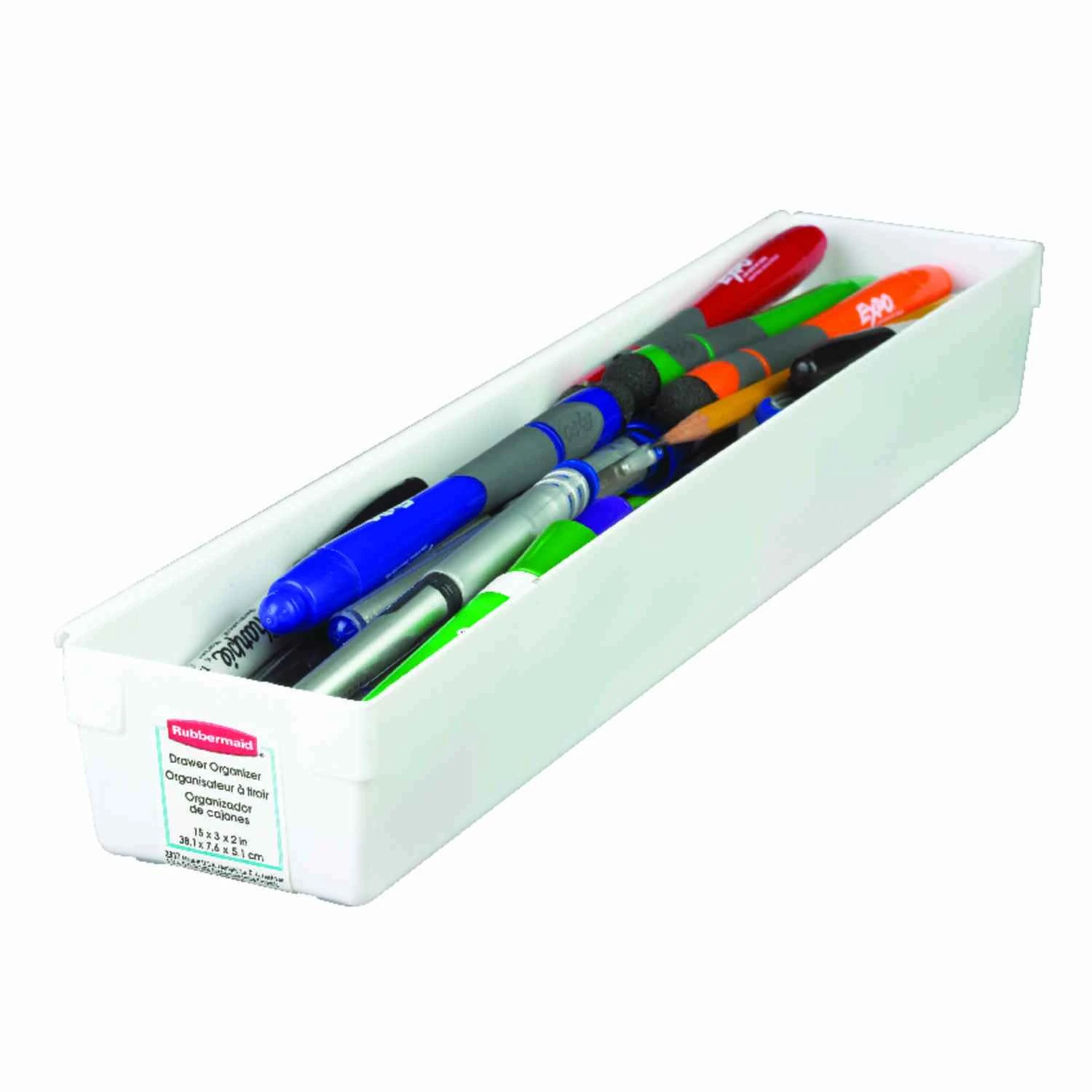 3 In. X 15 In. X 2 In. White Plastic Drawer Organizer Tray