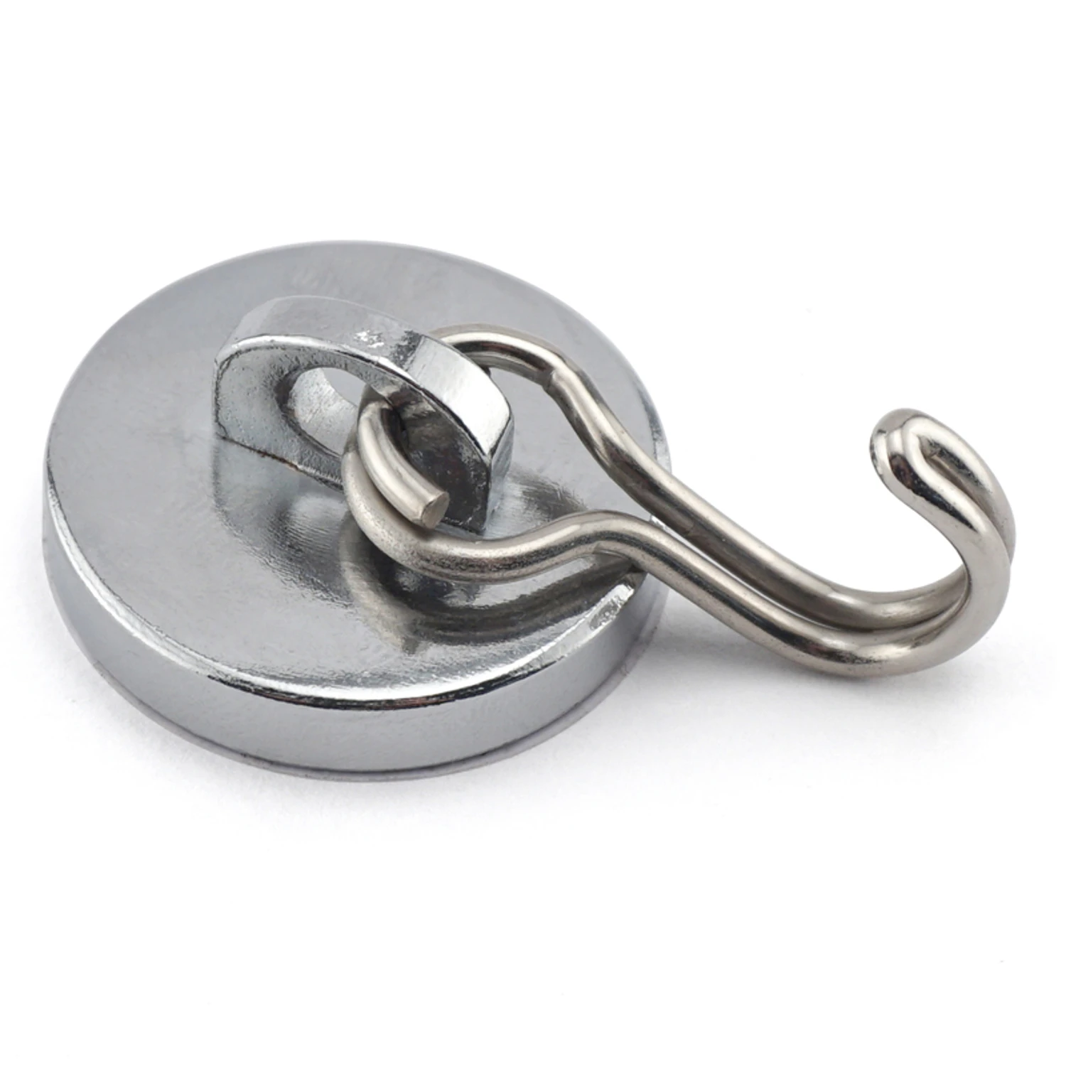 Neodymium Magnetic Hook 40 Lb Pull 1.125 In. Diameter Silver