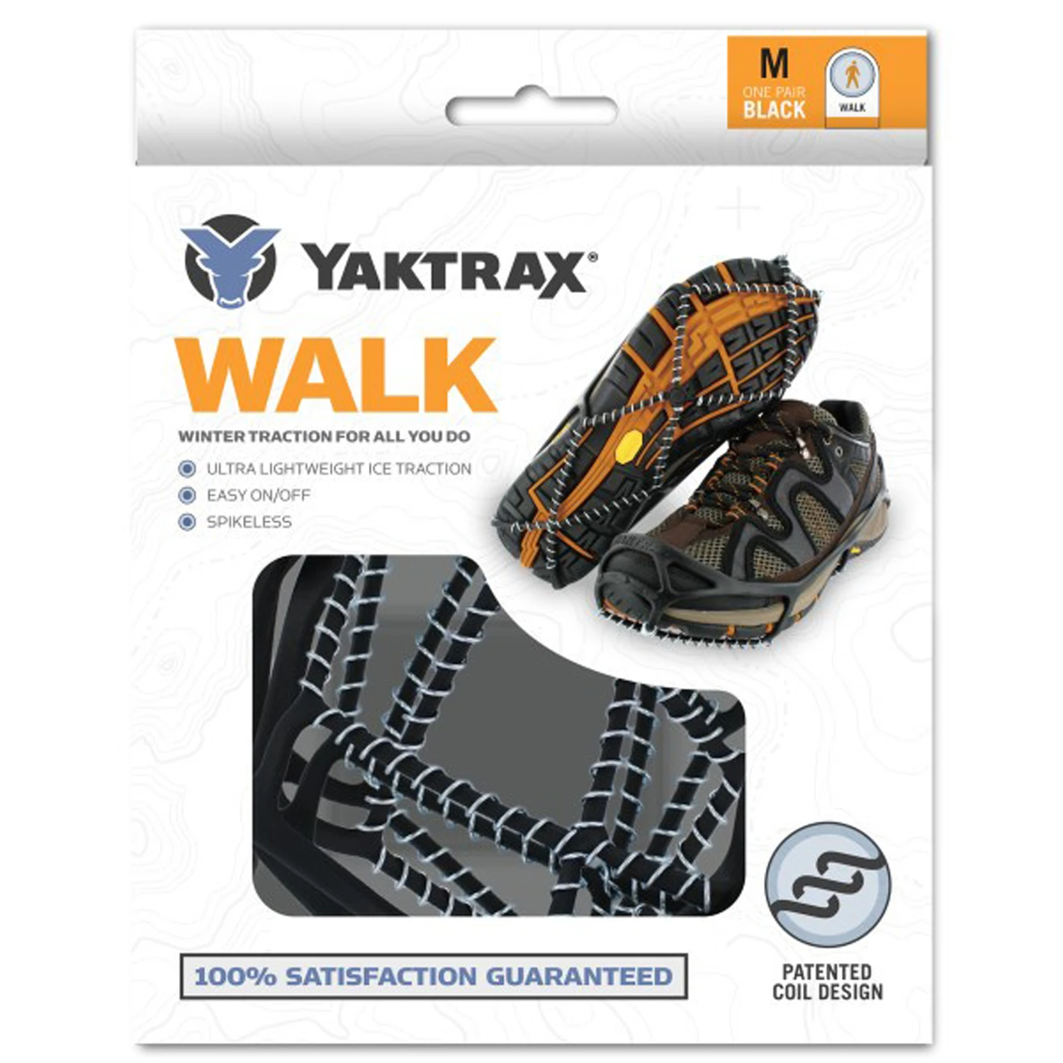 Walk Medium Black Polyelastomer Ice Cleat For Unisex Footwear