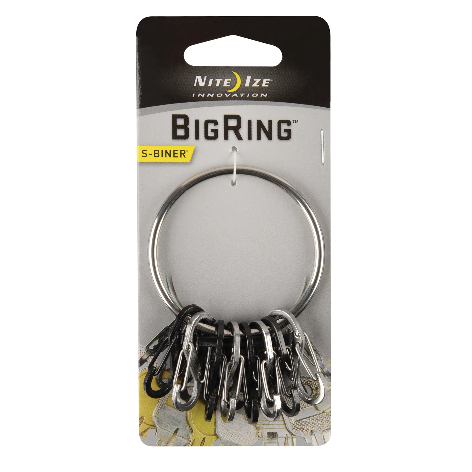 Bigring 2 In. Diameter Stainless Steel Silver Loop Key Ring With 8 S-biners
