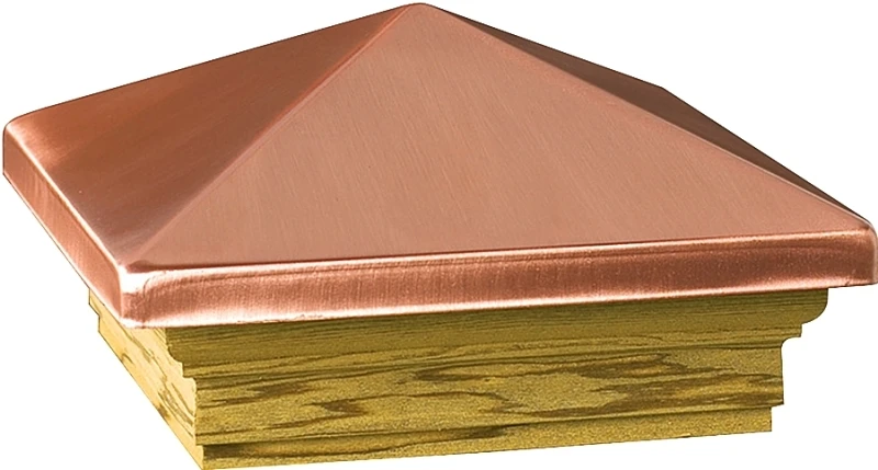 4 In. X 4 In. Copper Victoria High Point Post Cap, Pressure Treated Base