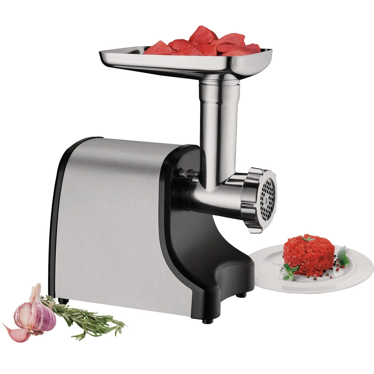 Mg-100 Stainless Steel Electric Meat Grinder, 300w, 3 Lb/min, 2 Cutting Plates