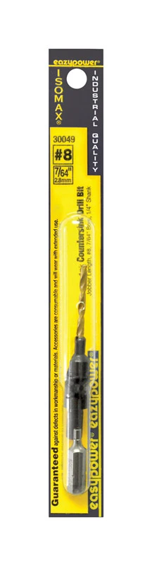 Number 8 Screw Countersink Drill Bit with 1/4 Inch Shank and 7/64 Inch Diameter