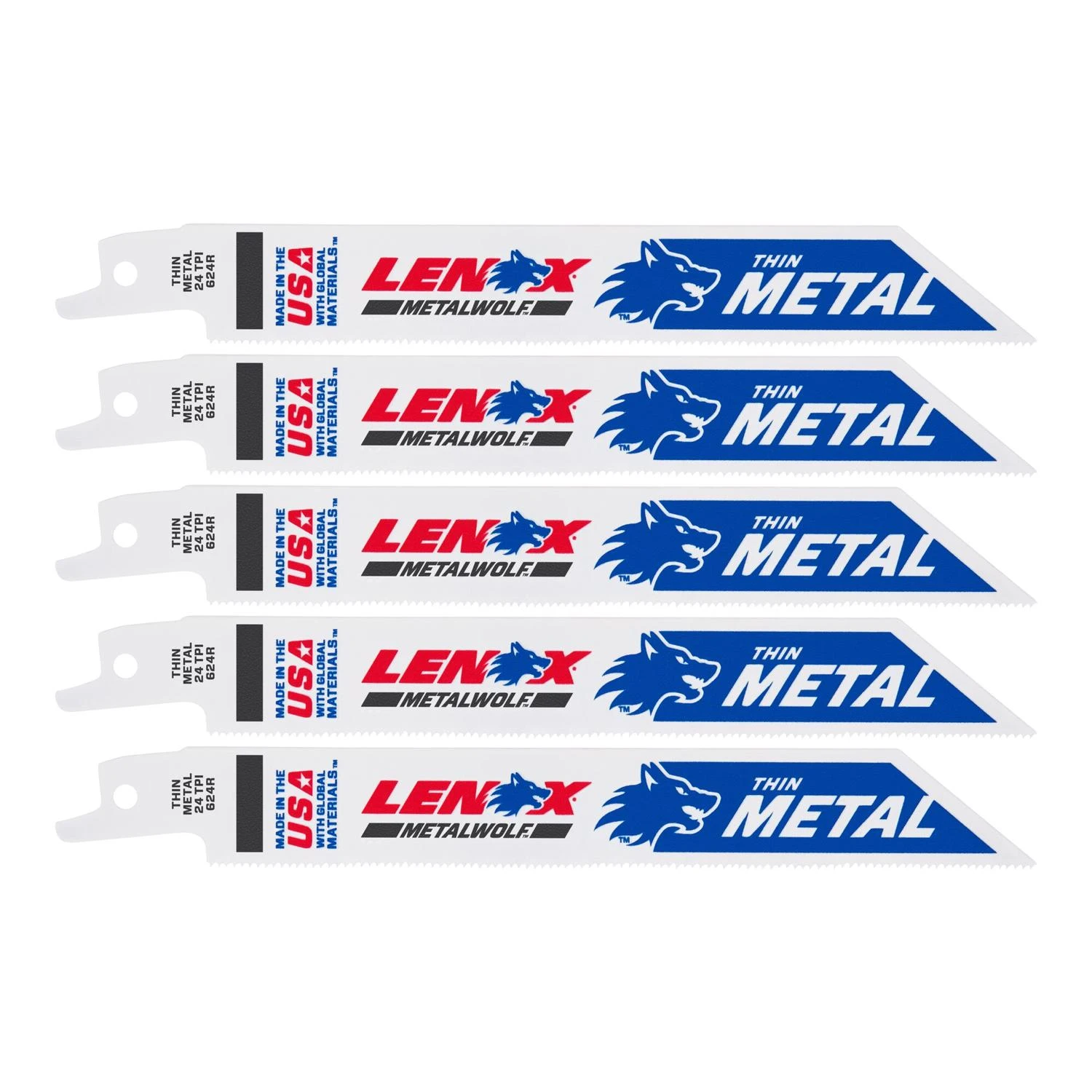 Lenox 20568624R Series Reciprocating Saw Blade, Applicable Materials: Nail-Embedded Wood, 3/4 in W, 6 in L, 24 TPI