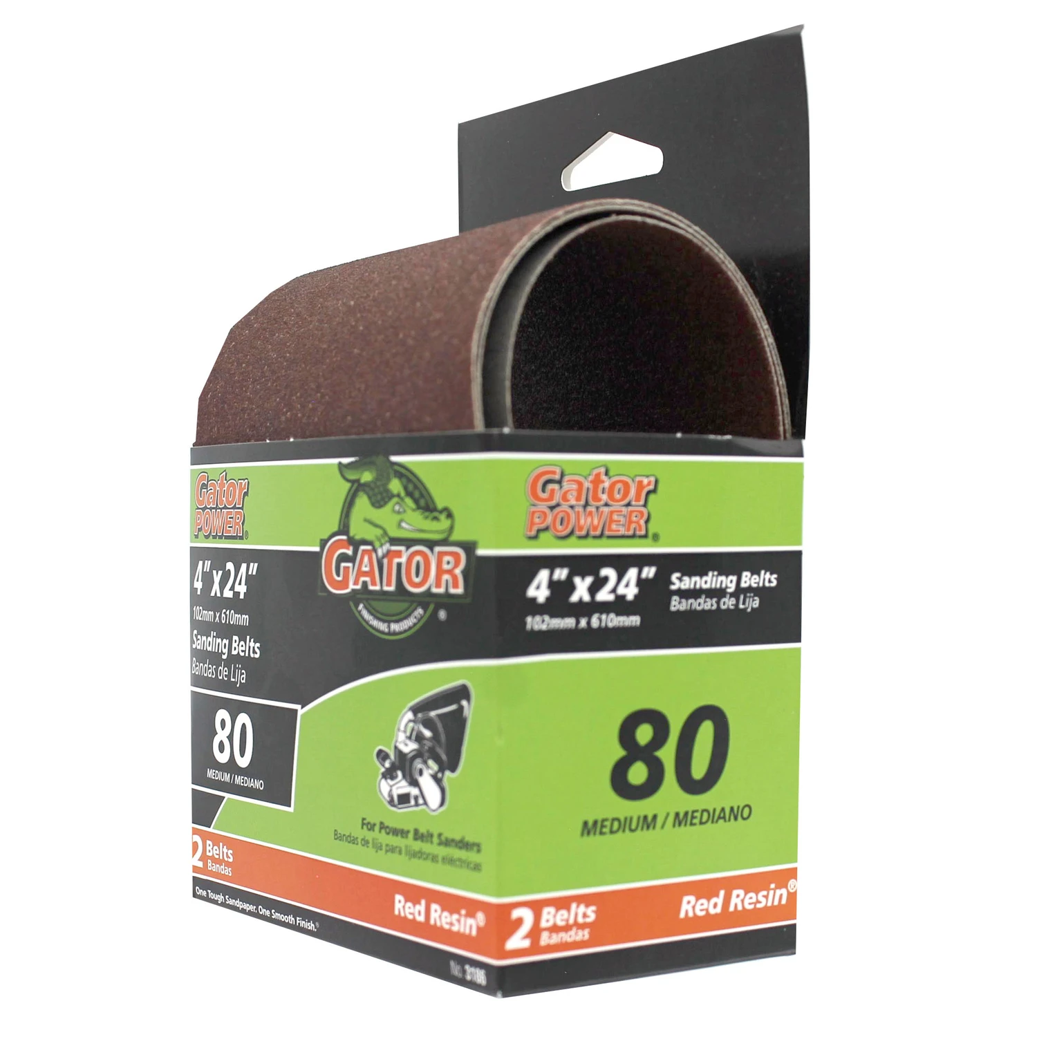 Sanding Belts, Aluminum Oxide, 80-Grit, 4 x 24 In., 2-Pk.