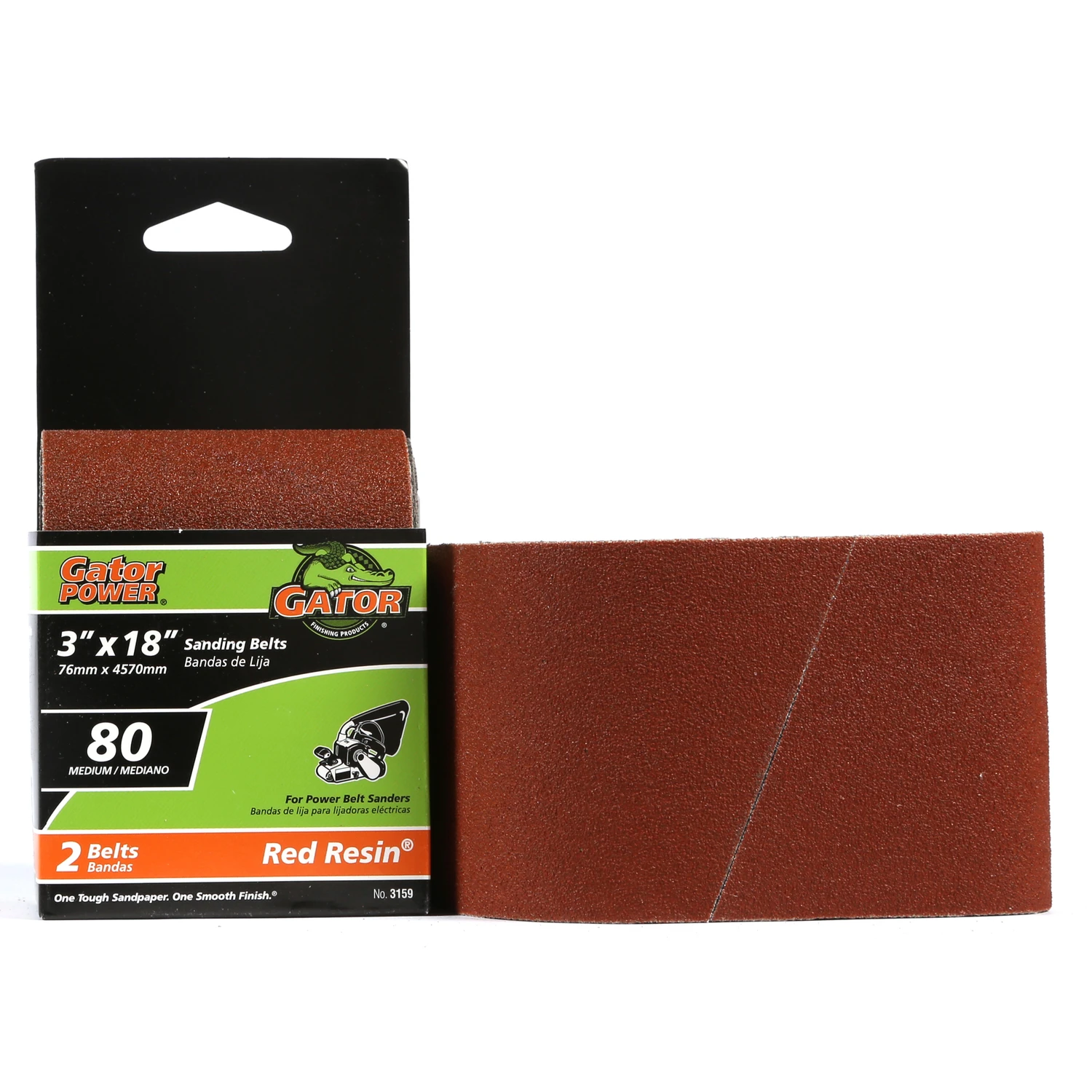 3 X 18 In. Aluminum Oxide Sanding Belts 80 Grit Medium 2-pk For Heavy Duty Use