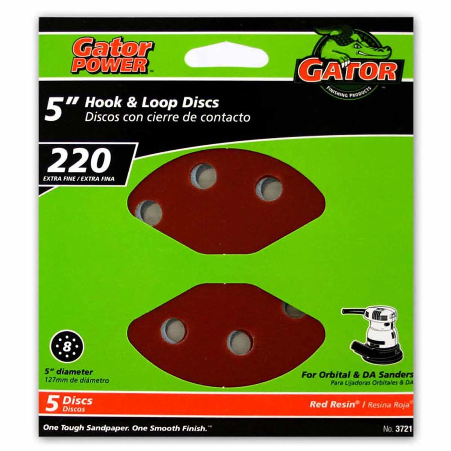 Sanding Discs, Aluminum Oxide, Red Resin, 220-Grit, 5 In., 5-Pk.