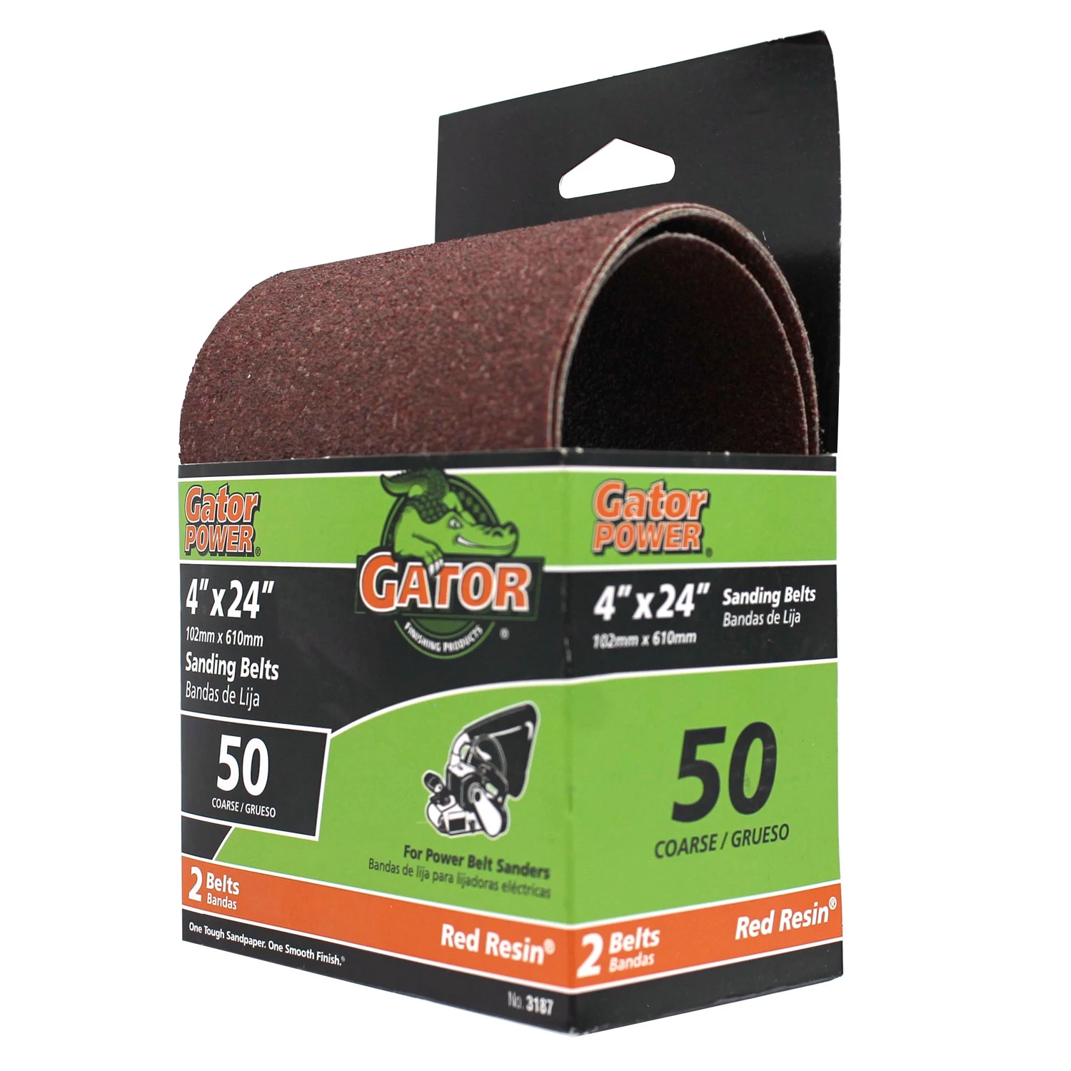 Sanding Belts, Aluminum Oxide, 50-Grit, 4 x 24-In., 2-Pk.