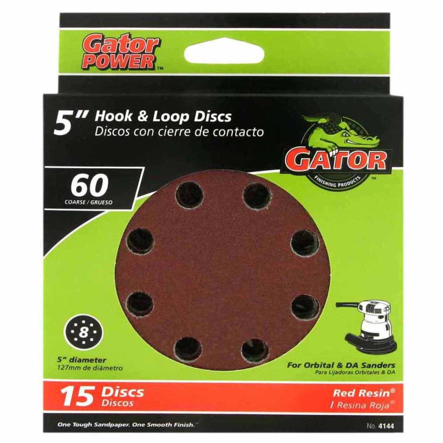Sanding Discs, Aluminum Oxide, Red Resin, 60-Grit, 5 In., 8-Hole, 15-Pk.