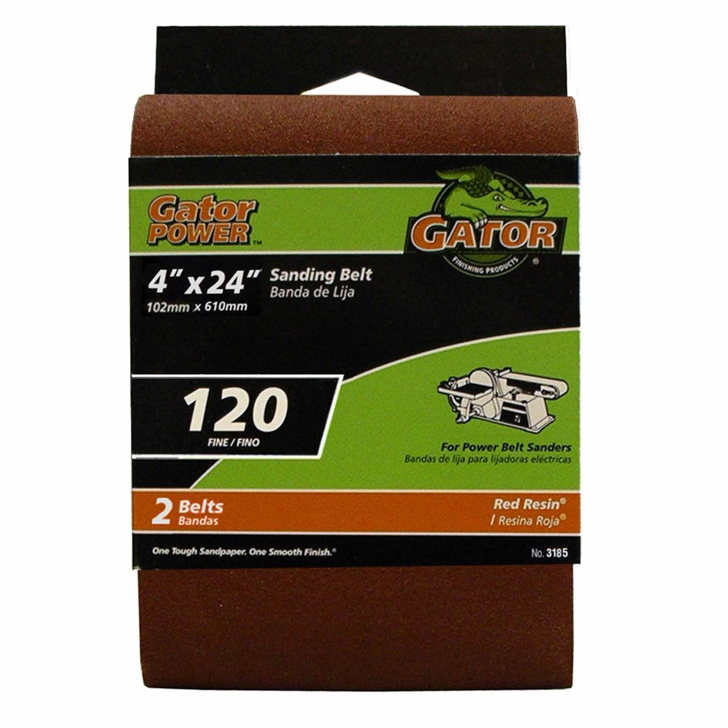 Sanding Belts, Aluminum Oxide, 120-Grit, 4 x 24 In., 2-Pk.