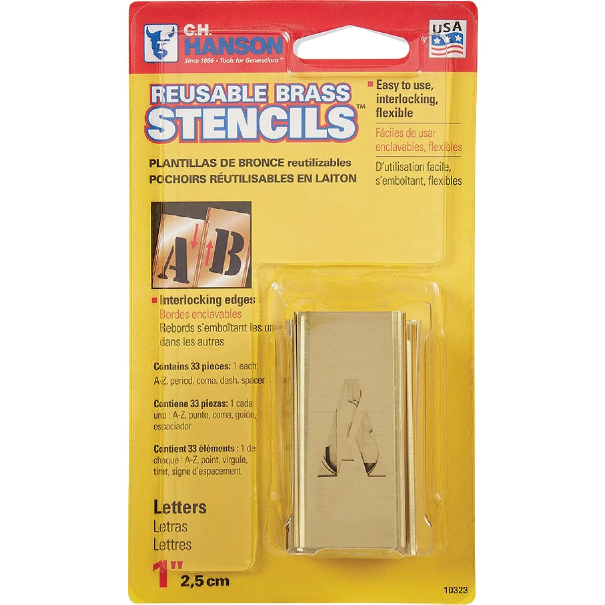 1 Inch Letter Stencil Set - 32 Piece Solid Brass Stencils