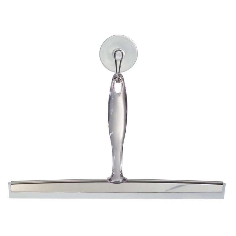 Twelve Inch Bath Squeegee with Clear Handle and Stainless Steel Accents